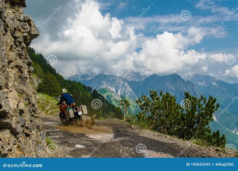 Traveling with Motorcycle on the Narrow Road in Mountains Stock Image - Image of green ...