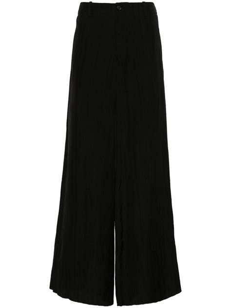 Emporio Armani Pleated Wide Leg Trousers Black Farfetch