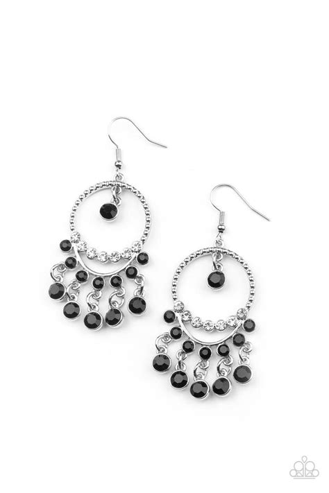 Paparazzi Earring Cosmic Chandeliers Black Paparazzi Jewelry