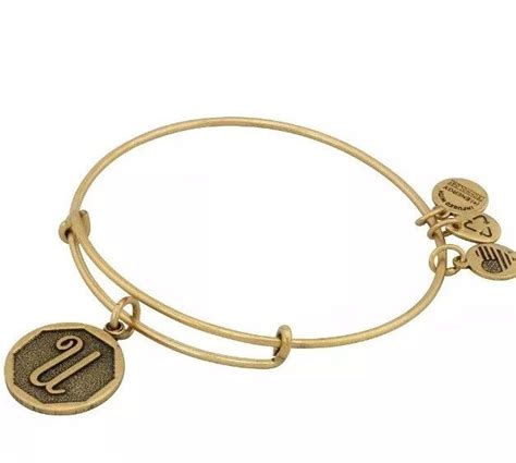 NWT Alex And Ani Initial Monogram Letter U Charm Bangle Bracelet