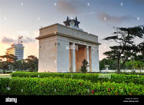 The Independence Arch Of Independence Square Of Accra Ghana At Sunset