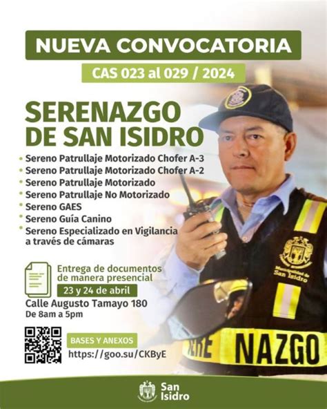 San Isidro Lanza Convocatoria Para Incorporar A M S Efectivos En Serenazgo