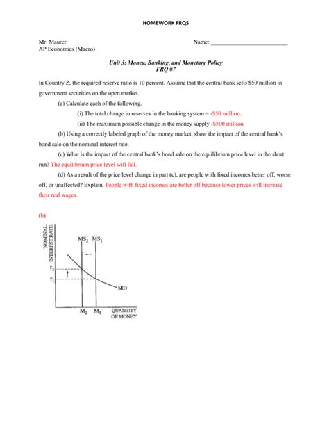 Homework Frqs Mr Maurer Name Ap Economics Macro Unit