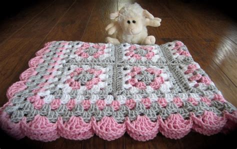 Pink Gray Baby Granny Square Blanket Crochet Pink And Gray