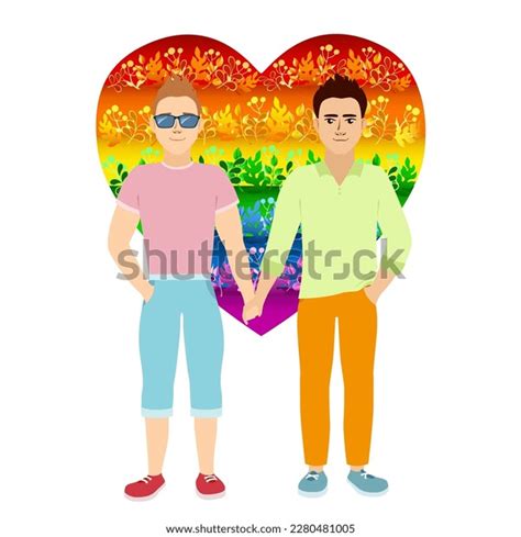 Two Young Gay Men Holding Hands Stock Vector Royalty Free 2280481005