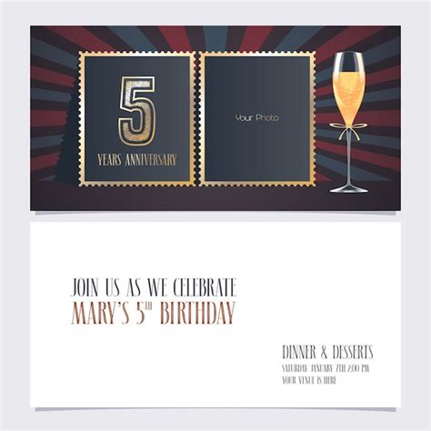 Invitation D Anniversaire De Ans Mod Le Avec Collage De Photo Vide