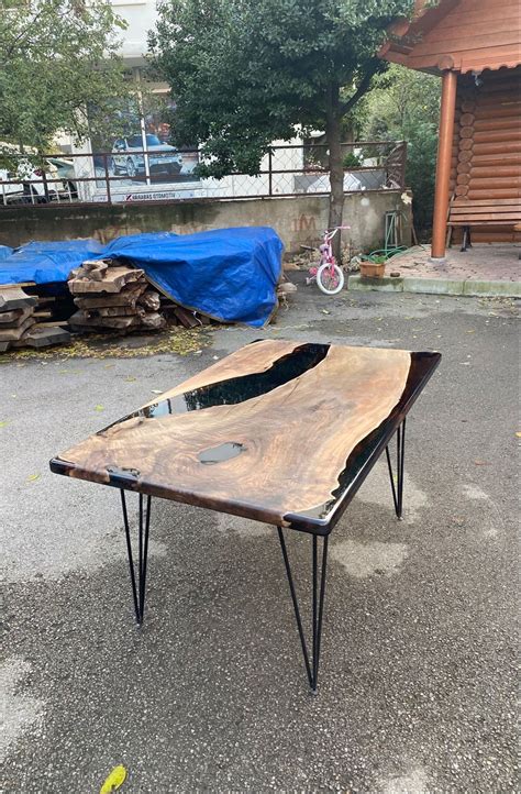 Epoxy Table, Epoxy Dining Table, Walnut Epoxy River Table, Custom 60 X 36 Walnut Black Epoxy ...