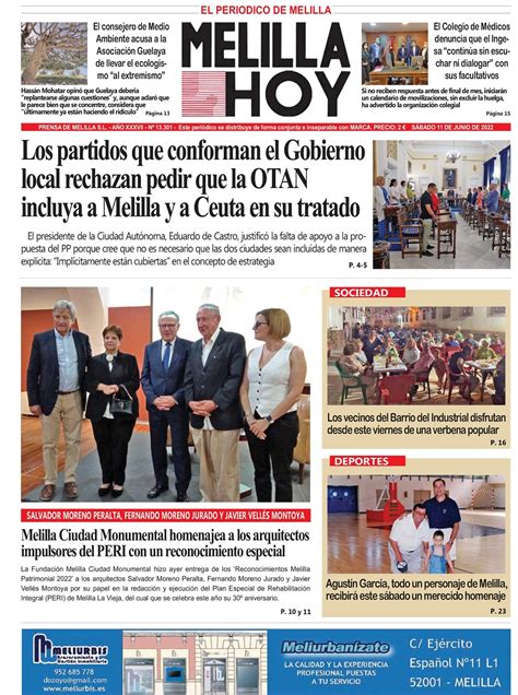 Consulte La Portada De Melilla Hoy Del S Bado De Junio De