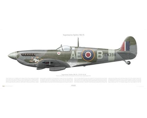 Aircraft profile print of Supermarine Spitfire Mk IX - EN395 AE-B ...