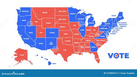 Usa Voting Map Poster Map Of United States Stock Vector Illustration Of Voting Party 319093613