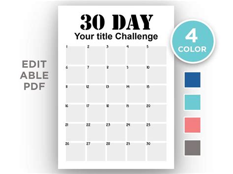 Editable Day Challenge Tracker Pdf Planner Insert Etsy New Zealand