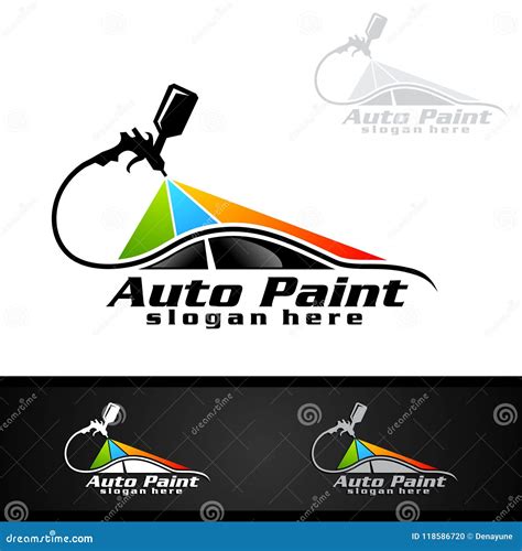 Car Painting Logo With Spray Gun And Sport Car Concept Stock Vector