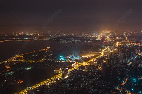 Background Foto Bangunan Kota Wuhan Di Malam Hari Wuhan Kota