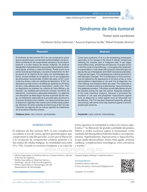 Pdf S Ndrome De Lisis Tumoral