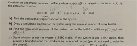 Solved Consider An Undamped Harmonic Oscillator Whose Output Chegg