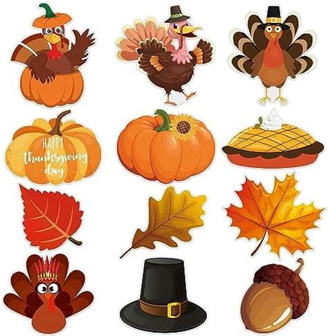 Lucleag 60pcs Thanksgiving Cutouts For Bulletin Board Decoration Thanksgiving