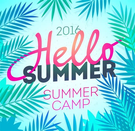 Premium Vector Hello Summer Holiday And Summer Camp Poster Traveling