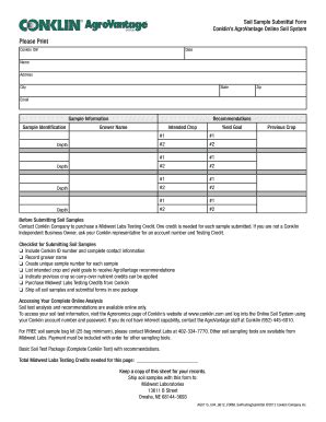 Fillable Online Soil Testing Submittal Form Conklin Fax Email Print