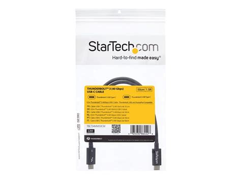 StarTech 50cm 1 6ft Thunderbolt 3 Cable 40Gbps 100W PD 4K 5K