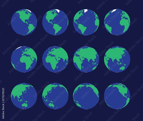 Earth Globe Animate Spinning Vector Illustration Stock Vector | Adobe Stock