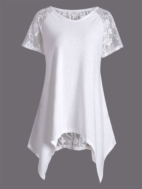 Criss Cross Lace Panel Asymmetric Tee