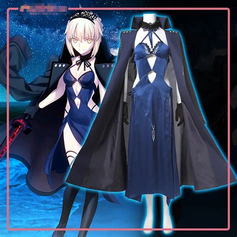 Anime Fategrand Order Ruler Altria Black Saber Swimsuit Cosplay Costume For Women Coatdress