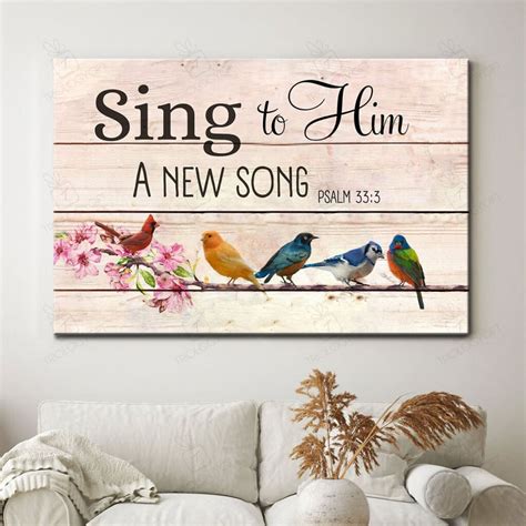 Sing To Him A New Song Psalm 33:3 Bible Verse Canvas Hanging Gift, Canvas Paiting Frames Print ...