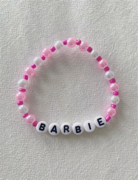 Barbie Inspired Pink Personalised Handmade Bracelet Pink Beaded