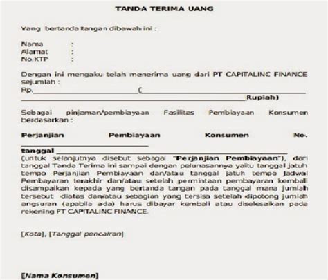 Contoh Format Surat Tanda Terima Uang Dalam Berbagai Hal Aneka Contoh