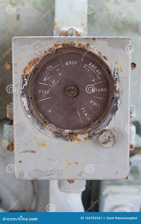 Old Circle Meter Display In Gray Metal Box Stock Image Image Of