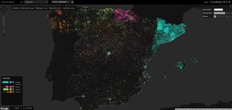 Map of Spain by Wikipedia language articles [Interactive map in ...