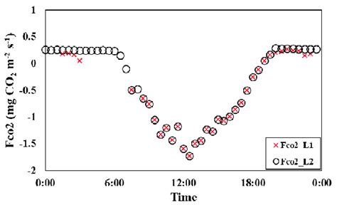 Example Time Series Of The CO 2 Fluxes Before L1 And After Applying