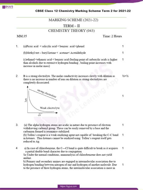 Cbse Class 12 Chemistry Marking Scheme Term 2 For 2021 22 Pdf Transition Metals Chemical Bond