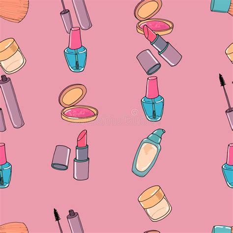 Makeup Seamless Pattern Stock Vector Illustration Of Cosmetics 62236136