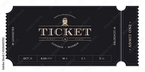 Train vintage ticket template on dark background. For excursion routes, retro parties and clubs ...