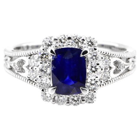 Royal Blue 2 36 Carat Untreated Burmese Sapphire And Diamond Ring Set