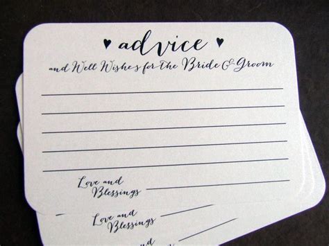 Wedding Advice Cards With Black Ink On White Paper