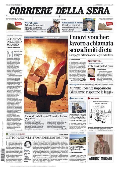 Cosa Dicono I Giornali Di Oggi Le Prime Pagine Dei Quotidiani