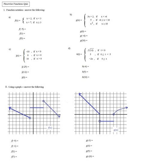 Evaluating Piecewise Functions Worksheet