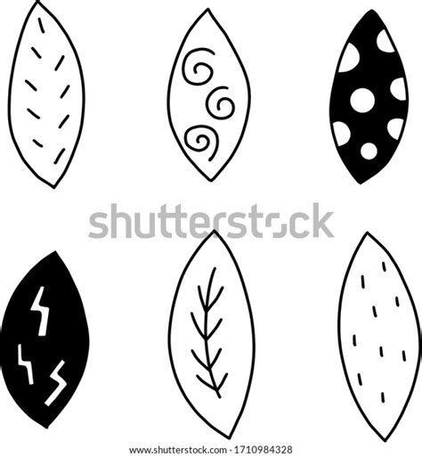 Vector Doodle Leaves Set Hand Drawn Stock Vector Royalty Free