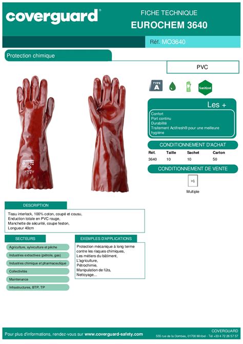 Coverguard Gants Eurochem Enduit Pvs Rouge Ref Mo Soluto