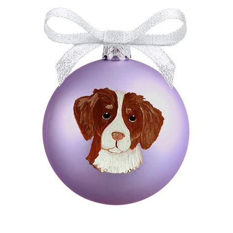 Brittany Spaniel Dog Face Hand Painted Christmas Ornament