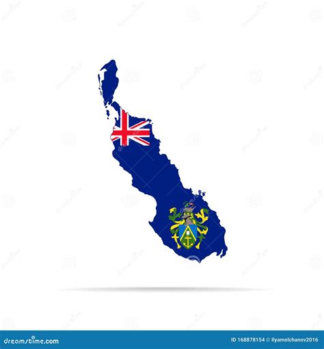 Vector Map of Bougainville Island Combined with Pitcairn Islands Flag ...