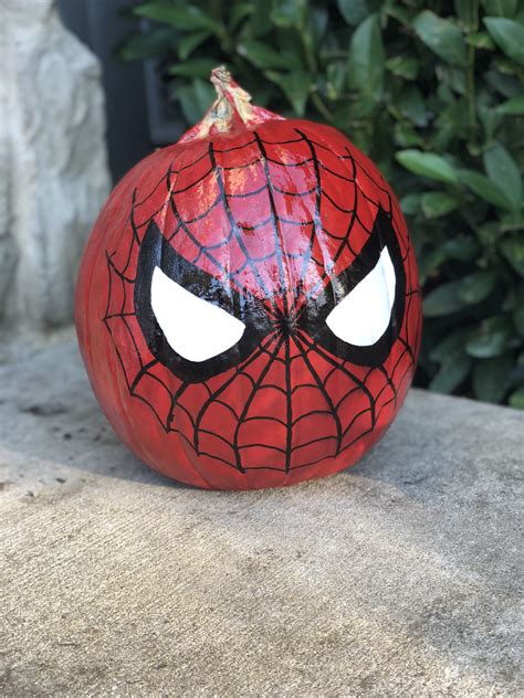 Spider Man Pumpkin Spiderman Pumpkin Painted Pumpkins Creative