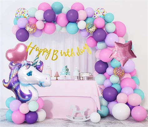 Unicorn Birthday Balloons Arch Garland Kit Foil Etsy