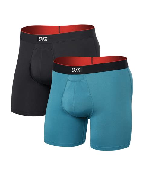 Multi Sport Mesh Boxer Brief Hydro Bluefaded Black Saxx Underwear