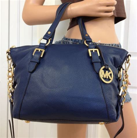 Blue Handbags: Michael Kors Navy Blue Leather Handbags