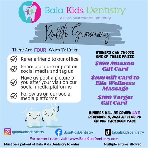 Raffle Giveaway Bala Cynwyd PA, Bala Kids Dentistry