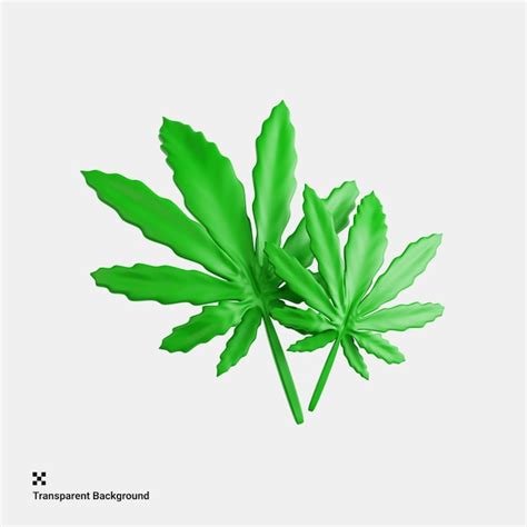 Ilustração 3d da folha de erva de cannabis propriedades medicinais