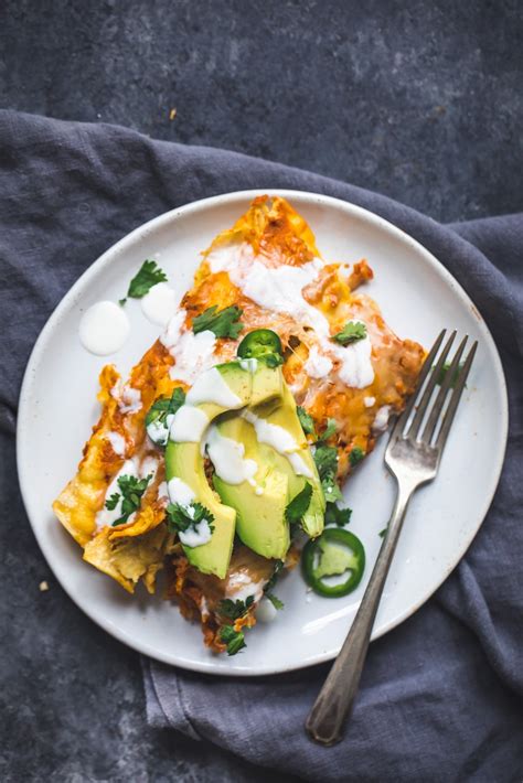 Spicy Black Bean Chicken Enchiladas With Pumpkin Sauce Ambitious Kitchen